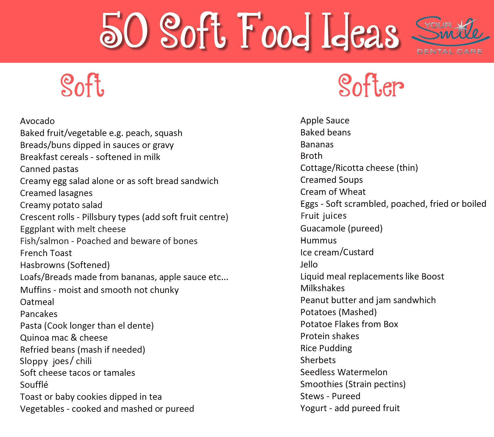 50 Soft Food Ideas – Your Smile Dental Care